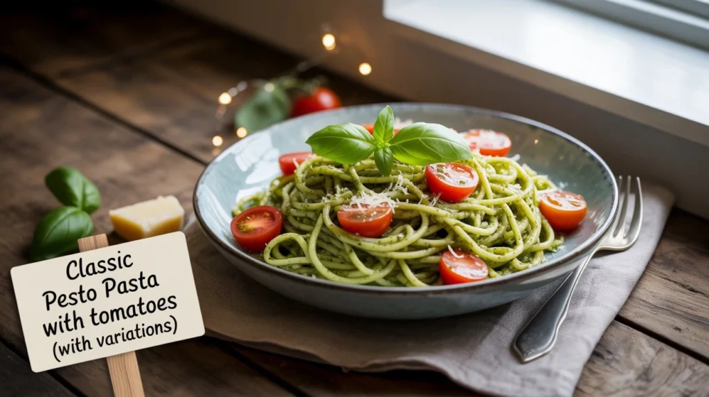 Classic Pesto Pasta with Tomatoes (with variations)