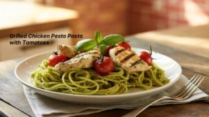 Grilled Chicken Pesto Pasta with Tomatoes