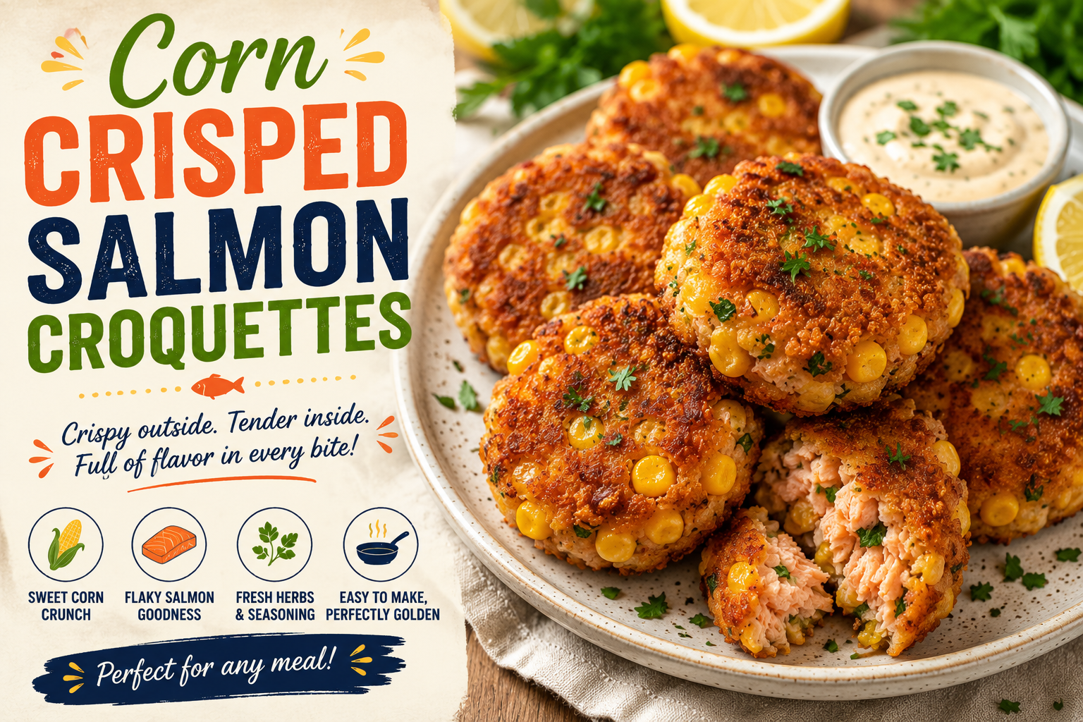 Corn Crisped Salmon Croquettes 